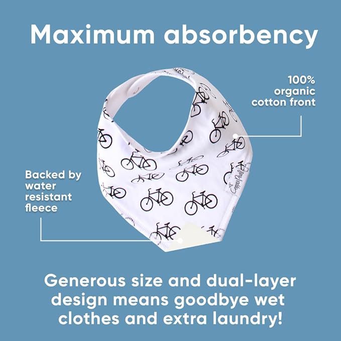 Copper Pearl 4 Pack Soft Cotton Baby Bibs for Drooling and Teething, Absorbent Drool Bibs for Baby Boy, Adjustable to Fit Newborns to Toddlers, Tons of Styles (Cruise Set)