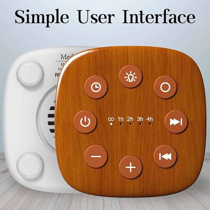 Meditation White Noise Machine Sound Machine 30 Soothing Sounds 12 Night Light 5 Auto-Off Timer Portable Sleep Machine for Travel Powered by AC or USB Sleep Therapy for Baby Kids Adults (Wood Grain)