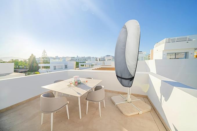 Patio Waterproof Umbrella Cover, Outdoor Offset Parasol Cover for 12-14 Feet Cantilever Banana Frame Umbrella