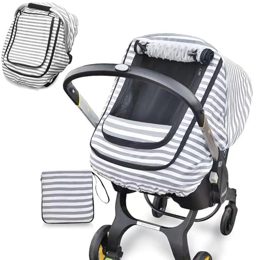 Winter Baby Stoller Bunting Bags and Carseat Canopies Cover to Protect Baby from Cold Wind, Super Warm Plush Fleece Baby Carrier Cover for Infant Boys Girls, Keeps Babies Warm and Cozy(Grey Stripe)