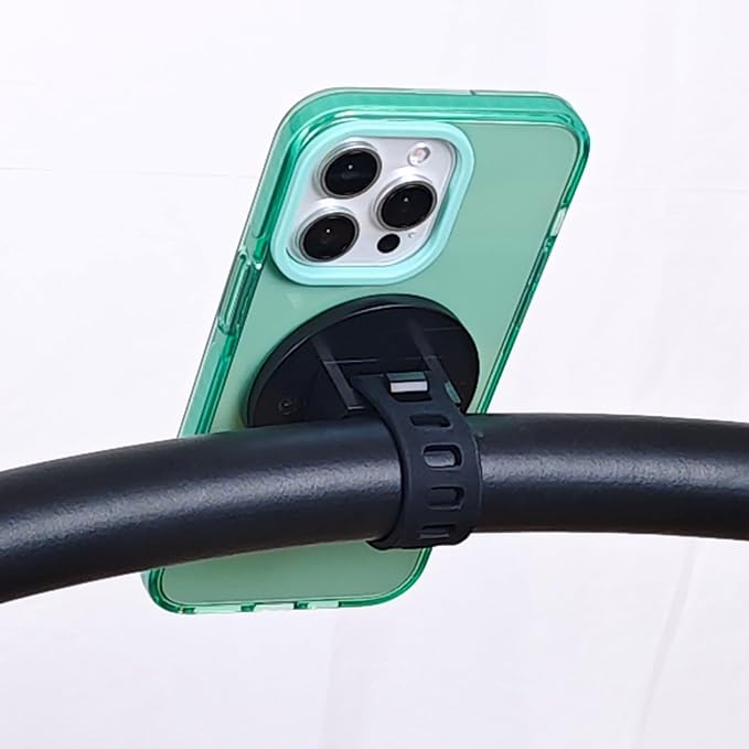 Magnetic Phone Holder for Stroller, Shopping Cart & Golf Push Cart | Handlebar Phone Mount for MagSafe | Strap with Strong Magnet for Mag Safe | Stroller Accessories for Uppababy, Nuna, Bugaboo...