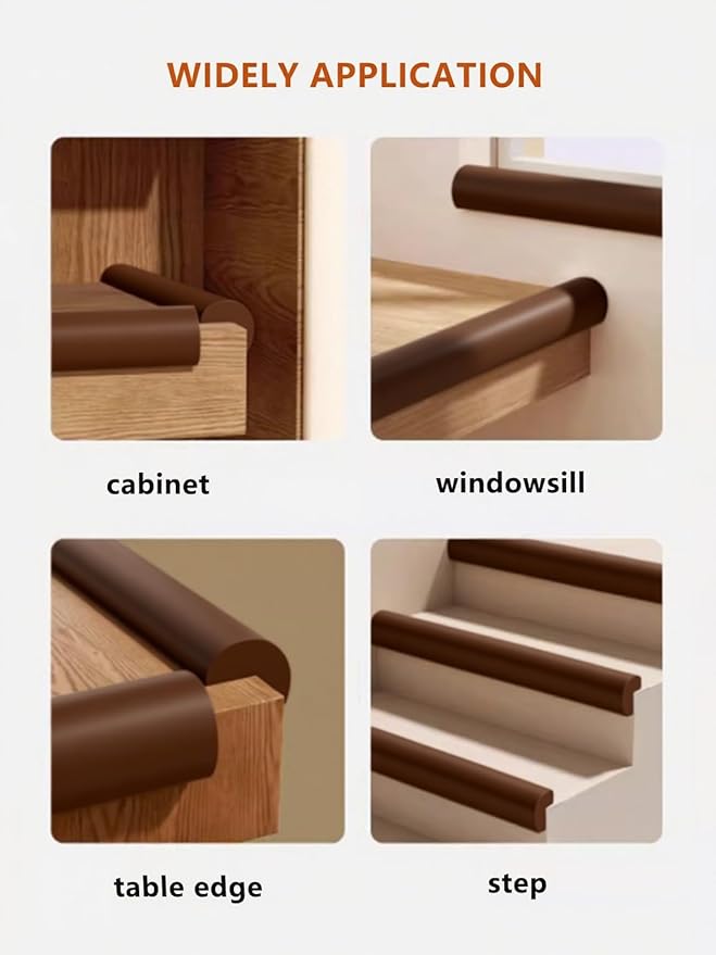 Baby Proof Edge Corner Protector, 6.56FT 0.47''Th L-Shape Furniture Corner & Edge Safety Bumpers with 6 Corners, Pre-Taped, Soft NBR Rubber Foam Desk Edge Cushion Wall Corner Protector(Coffee)