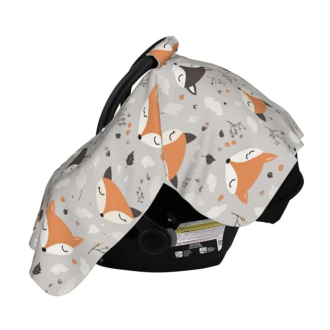 KiuLoam Fox Head Baby Car Seat Canopy, Nursing Cover for Mom Breastfeeding Scarf, Infant Car Seat Cover/Multiuse Baby Stroller Covers for Babies Boys Girls