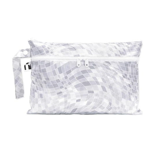 Roamio Waterproof Wet Dry Clutch Bag for Baby, Travel, Swim Suit, Cloth Diapers, Pump Parts, Pool, Gym Clothes, Toiletry, Hook to Stroller, Pack for Daycare, Zip Bag, Packing Pouch, Disco Ball Gray