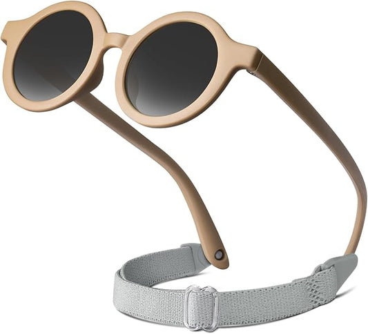 RIVBOS Baby Wrap Polarized UV400 Sunglasses - Soft Frame with Secure Strap for Infant and Newborn (0-24 Months) RBK069