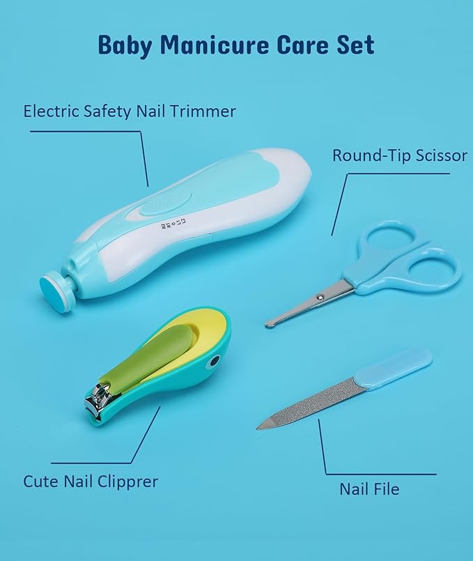 Baby Healthcare and Grooming Kit, Electric Safety Nail Trimmer Baby Nursery Kit, Newborn Care Kits with Hair Brush Comb for Newborn Infant Toddlers Baby Boys Girls Kids, Baby Shower Gifts