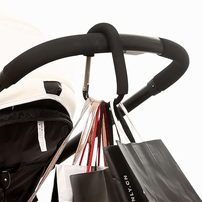 Stroller Hooks by Baby,2 pcs Carabiner Stroller Hook Organizer for Hanging Purses, Diaper Bag, Shopping Bags. Clip Fits Single/Twin Travel Systems, Car Seats and Joggers (Rose red)