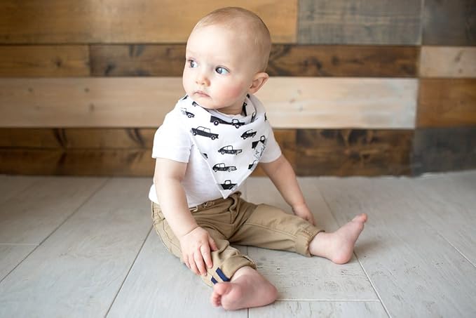 Copper Pearl 6 Pack Soft Cotton Baby Bibs for Drooling and Teething, Absorbent Drool Bibs for Baby Boy, Adjustable to Fit Newborns to Toddlers, Tons of Styles (Rider Set)