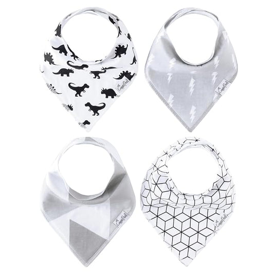 Copper Pearl 4 Pack Soft Cotton Baby Bibs for Drooling and Teething, Absorbent Drool Bibs for Baby Boy, Adjustable to Fit Newborns to Toddlers, Tons of Styles (Wild Set)