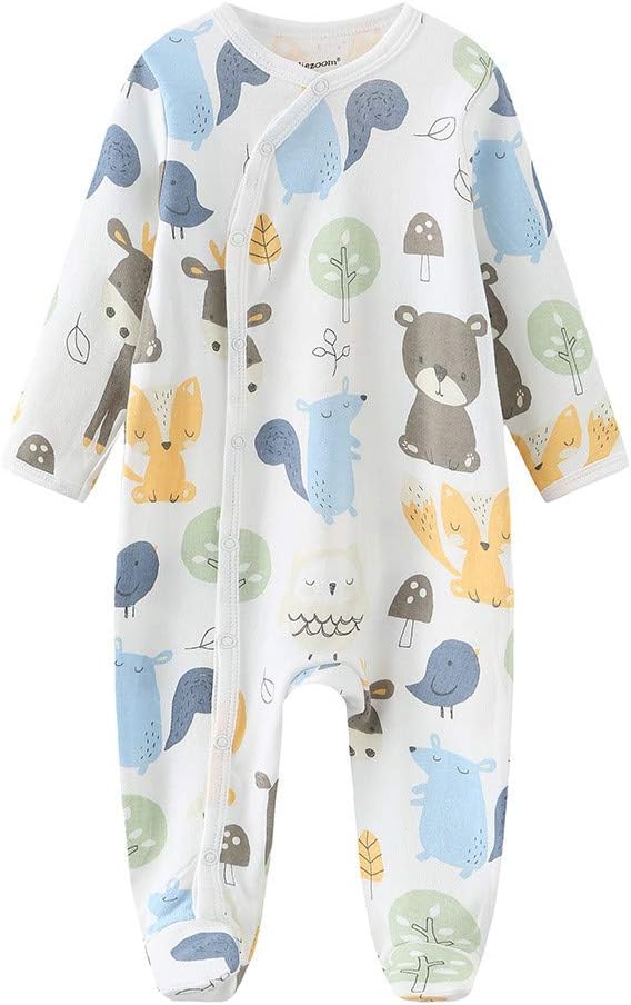 Kiddiezoom Baby Footed Cotton One-Piece Romper Jumpsuit Pajamas