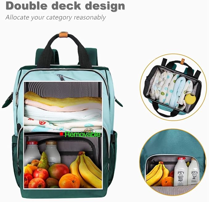 Hap Tim Baby Diaper Bag for Boys Girls, Large Backpack Diaper Bags with Double Compartments, Baby Registry Search Shower Gifts Stuff Newborn Must Haves, Green(7340-GR)