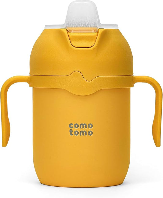 Comotomo Toddler Tumbler 8oz Insulated Sippy Cup with Silicone Straw and Spout, Yellow (Yellow)