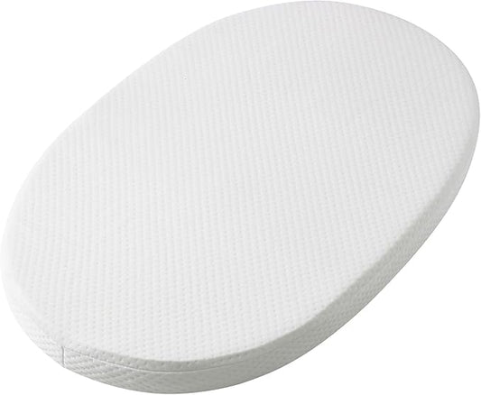 Mecc ecoh Baby Bassinet Mattress, 100% Breathable Cover, Water-Resistant Lining, Oval 29"x17"x2" Fits for 4moms MamaRoo Bassinet
