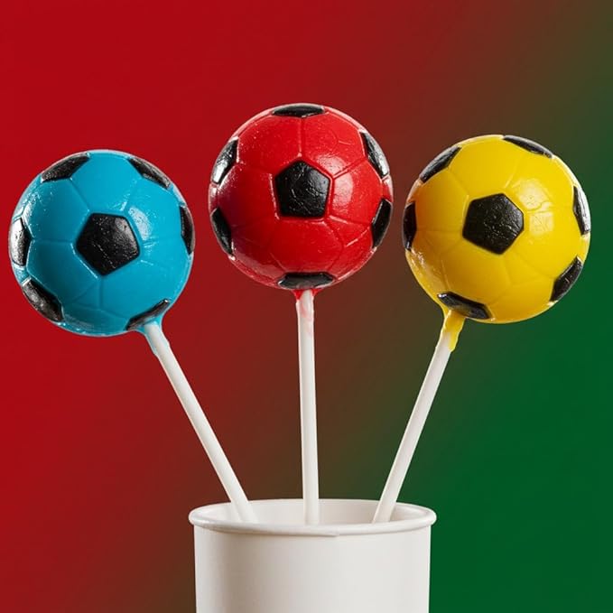 DOUzzle Back To School Soccer Lollipop Candy - Ball Shaped Suckers Sports Pop, Tutti Frutti Flavored (20 Pops, 1 Pack) Individually Wrapped, Party Favor, Goodie Bag & Pinata Filler - Kosher Parve