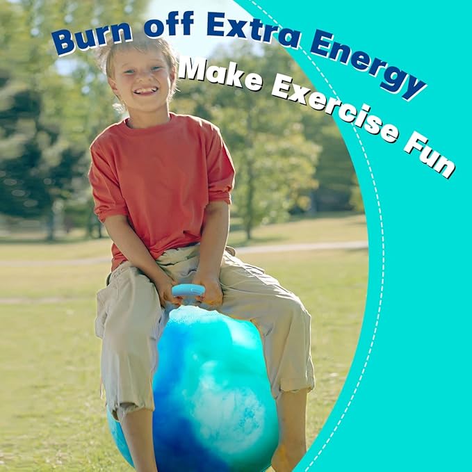 EVERICH TOY Hopper Ball, Clouds Hopping Toys for Kids, 18 Inch Bouncy Ball with Handle, Inflatable Bouncing Hoppity Hop Toys for Boys and Girls Gifts