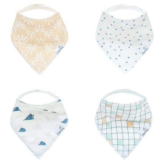 Copper Pearl 4 Pack Soft Cotton Baby Bibs for Drooling and Teething, Absorbent Drool Bibs for Baby Girl and Boy, Adjustable to Fit Newborns to Toddlers, Tons of Styles (Sol)