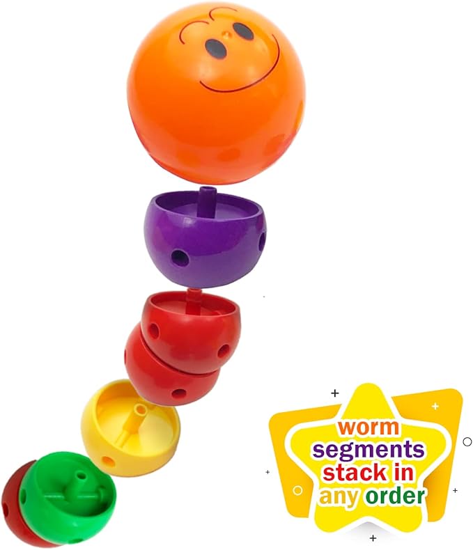 Skoolzy Rainbow Caterpillar Building Toy - Build Fine Motor Skills Color Sorting ADHD Anxiety Fidget Learning Toys to Relieve Stress for Toddlers Kids & Adults Gift for Children, Boy & Girl