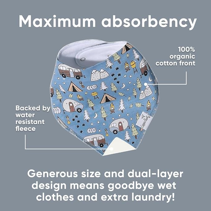 Copper Pearl 4 Pack Soft Cotton Baby Bibs for Drooling and Teething, Absorbent Drool Bibs for Baby Girl and Boy, Adjustable to Fit Newborns to Toddlers, Tons of Styles (Bridger)