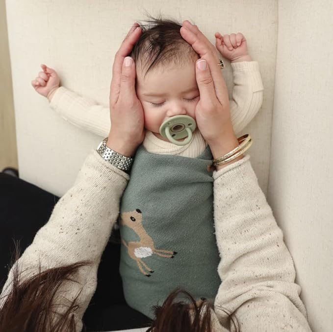 Soft Baby Swaddle Receiving Blanket - 100% Cotton Knit Soft Cozy Receiving Swaddling Quilt Blanket for Shower Gift Registry for Newborns, Infants, Toddlers (Deer - Sage)