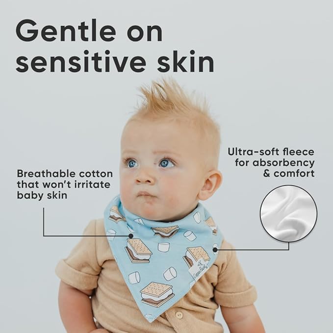 Copper Pearl 4 Pack Soft Cotton Baby Bibs for Drooling and Teething, Absorbent Drool Bibs for Baby Girl and Boy, Adjustable to Fit Newborns to Toddlers, Tons of Styles (Bridger)