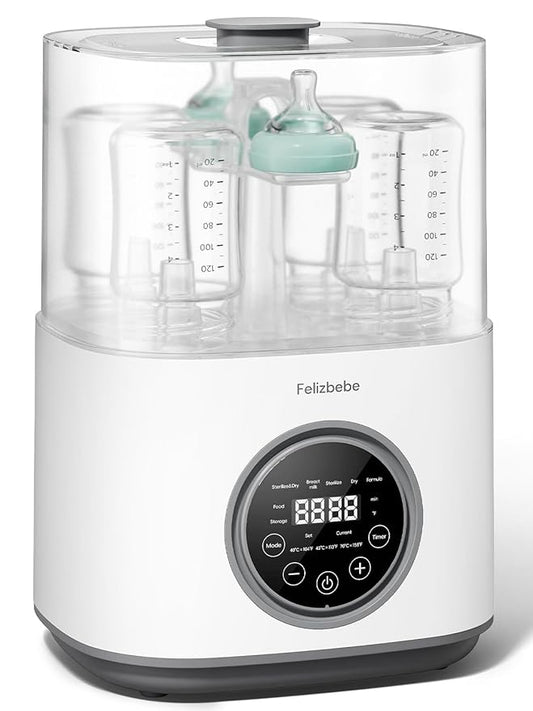 Bottle Sterilizer and Dryer, with Breastmilk Warmer, Large Capacity Baby Bottle Steam Sterilizer and Dryer for Baby Bottles, Pacifiers, Pump Parts, Touch Screen & Auto-Off, Premium Quality (White)