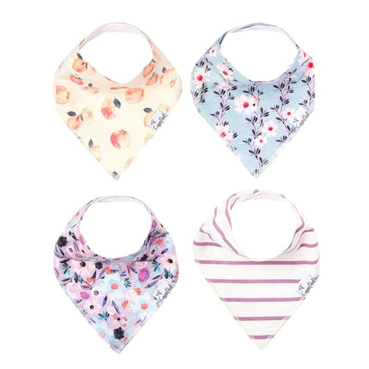 Copper Pearl 4 Pack Soft Cotton Baby Bibs for Drooling and Teething, Absorbent Drool Bibs for Baby Girl and Boy, Adjustable to Fit Newborns to Toddlers, Tons of Styles (Morgan)