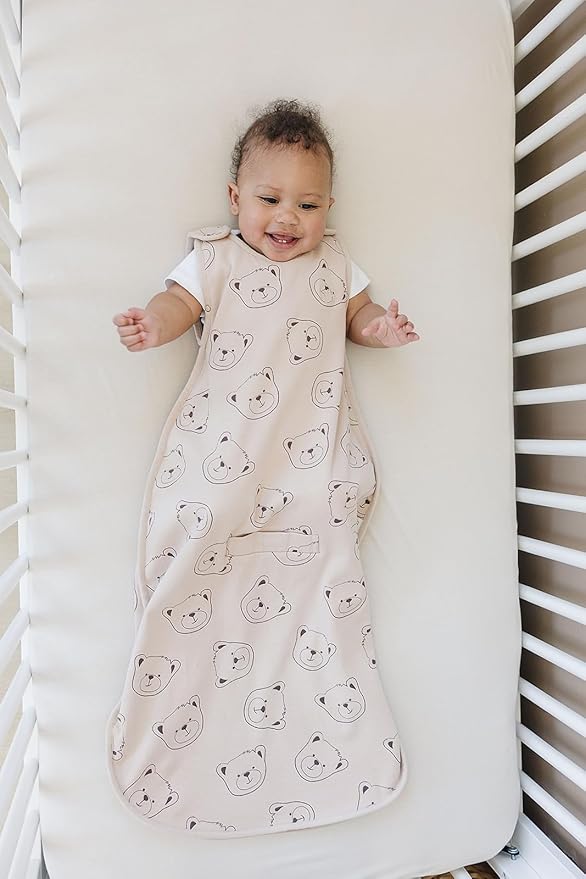 Woolino Merino Wool and Organic Cotton Ultimate Baby Sleep Sack - 4 Season Baby Wearable Blanket - Two-Way Zipper Adjustable Sleeping Bag - Universal Size (2-24 Months) - Teddy Bear