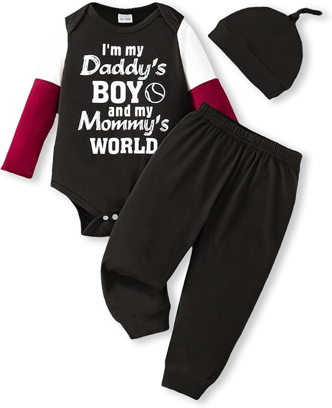 NZRVAWS Newborn Baby Boy Clothes Outfits Letter Prined Romper Pants Set Infant Baby Boy Clothing 0 3 6 9 12 18 Months