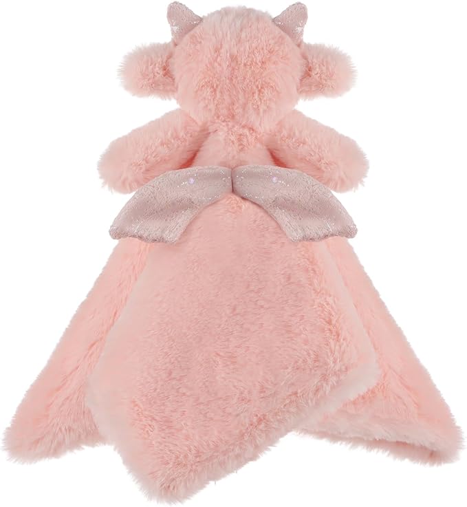 Apricot Lamb Pink Dragon Soft Loveys for Babies, Security Blanket for Baby Boy and Girl, 13.8 Inches for Infant and Toddlers
