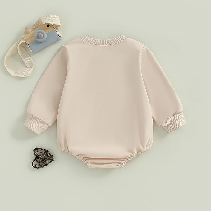 Kupretty Baby Boy Girl Sweatshirt Romper Cute Winter Fall Clothes Siblings Crew Neck Long Sleeve Bubble Infant Bodysuit