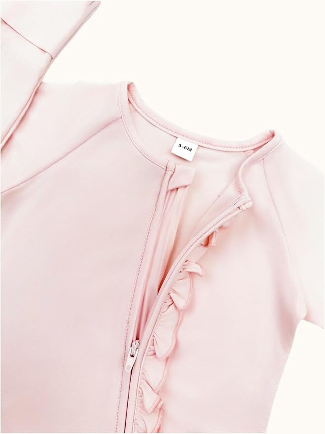 Bow Dream Bamboo Rayon Baby Boy Romper Footed Long Sleeve Footies Newborn Girl Clothes Footless with Zipper and Mitten Cuffs