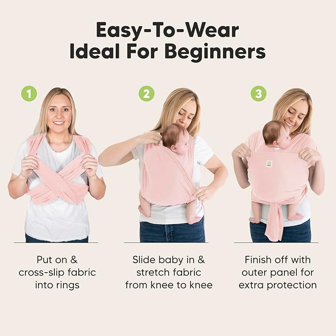 KeaBabies Baby Wrap Carrier Ring Sling - Easy to Wear, Adjustable D-Lite Baby Carrier Newborn to Toddler, Infant Carrying Shirt, Hands Free Bonding, Breathable Fabric Wearing Wrap (Dusty Pink)