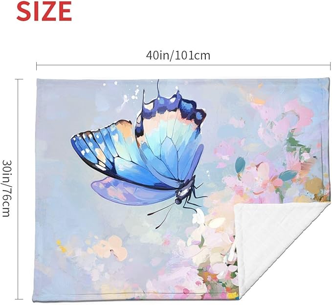Baby Blanket Butterfly Flower Oil Painting for Boy Girl Newborn 30x40 Inch Toddler Infant Nursery Throw Blankets Double Layer Comfy Soft Plush Stroller Crib Quilt