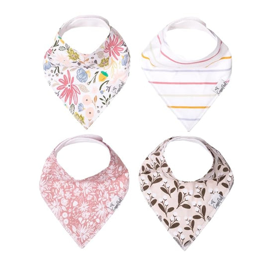 Copper Pearl 4 Pack Soft Cotton Baby Bibs for Drooling and Teething, Absorbent Drool Bibs for Baby Girl and Boy, Adjustable to Fit Newborns to Toddlers, Tons of Styles (Olive)