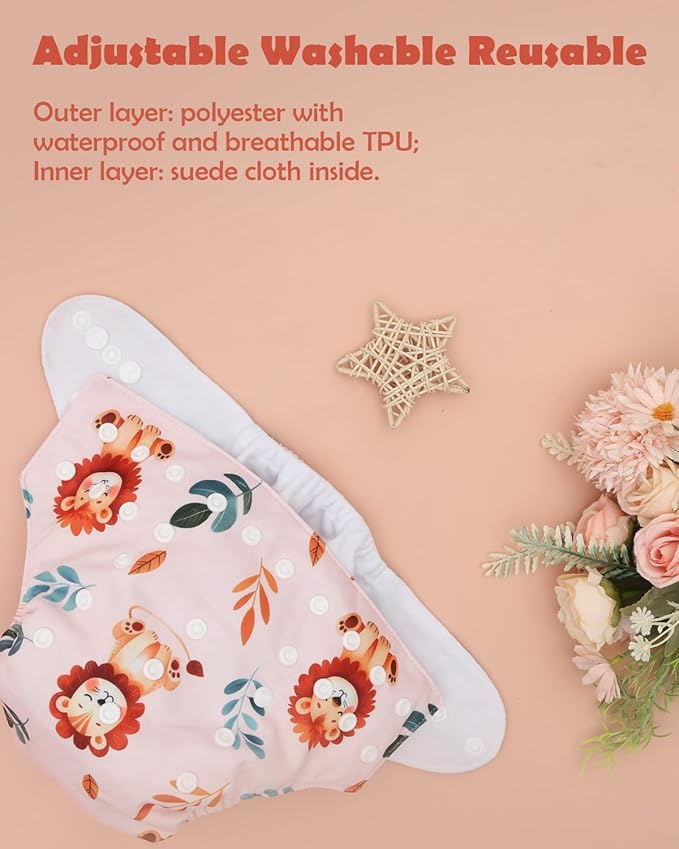 ALVABABY Baby Cloth Diapers 6 Pack with 12 Inserts Cloth Diaper Covers Adjustable Washable Reusable for Baby Girls and Boys 6DM119A