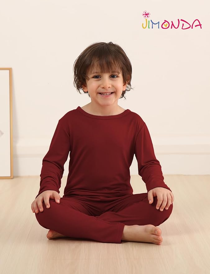 Jimonda Toddler Kids Girls Boys Pajamas Sets Soft Comfy Jammies Tencel Solid Raglan Sleepwear Pajamas Pjs 2pcs Set 18M-8Y