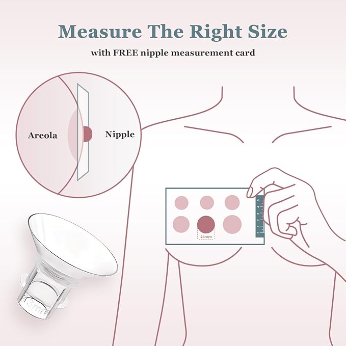 Flange Insert 10PCS 13/15/17/19/21mm for 24mm Flanges/Shields of Most Breast Pumps,Essential Flange Sizing Kit for Breast Pump Replacement Accessories with Nipple Ruler, Cleaning Brush