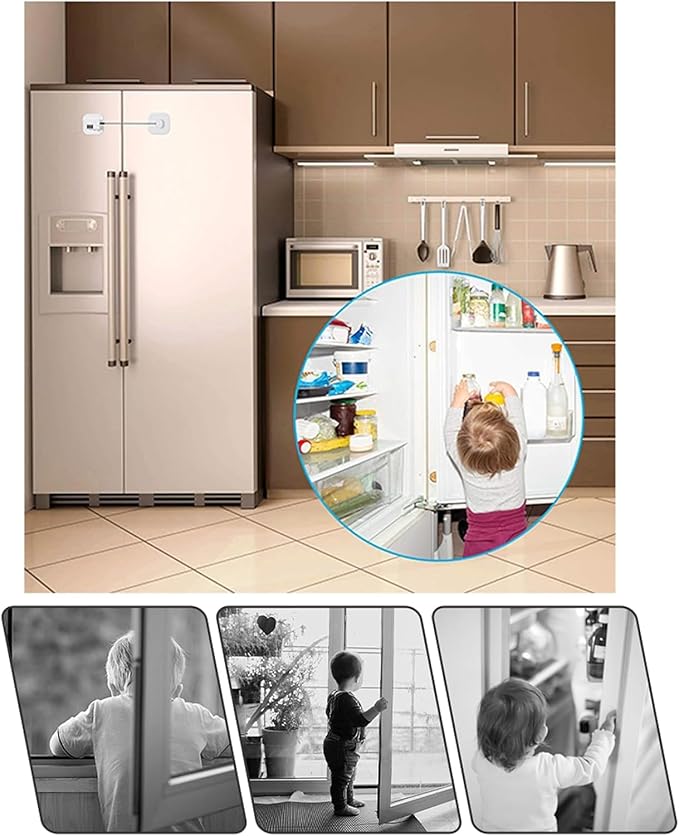 Child Safety Cabinet Locks,Drawer Locks with Combination Closet Lock,Fridge Lock,Child Proof Refrigerator Lock,Child Lock(Black 4Pcs)