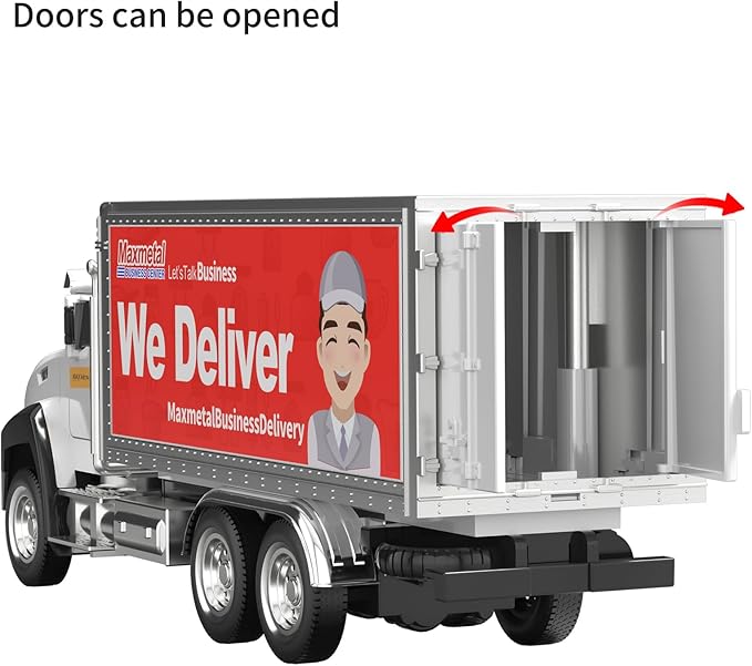 TEMI 3 Pack of Diecast City Transport Vehicles, Garbage, Tanker, Express Delivery, 1/50 Scale Metal Collectible Models With Opening Doors for Boys and Girls