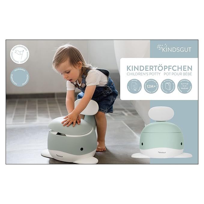 Kindsgut Potty Training Toilet in Whale Design, Designed in Germany, Potty Training in a Beautiful Design, Aquamarine