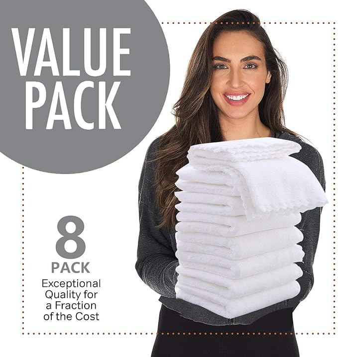 8 Pack Large Burp Cloths for Baby - 20" by 10" Ultra Absorbent Burping Cloth, Baby Washcloths, Newborn Towel - Milk Spit Up Rags - Burpy for Unisex, Boy, Girl - Burp Cloths Set(White)