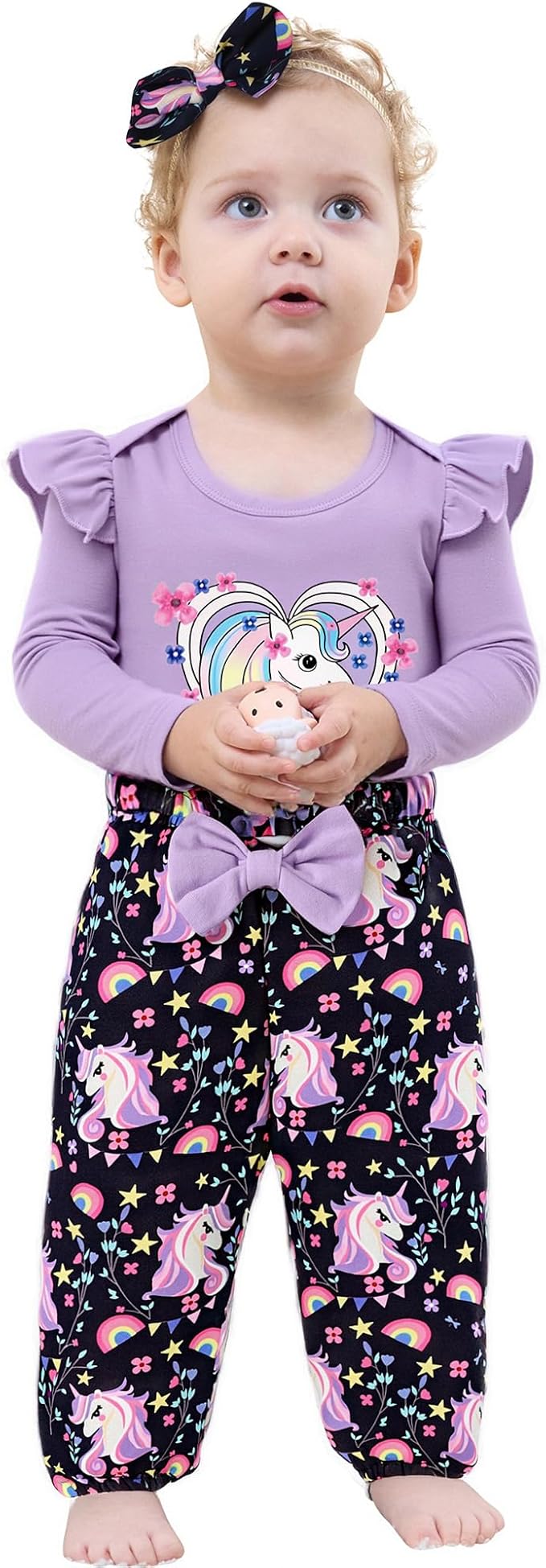 Baby Girl Clothes Newborn Infant Cotton Ruffle Romper+ Floral Pants + Headband Sets Fall Winter Outfits