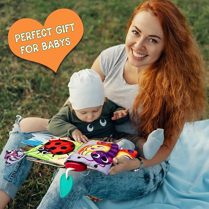 Baby Books Toys, Ocean Pals Touch and Feel Music Cloth Book for Infant Baby 6-12-18 Months, Early Learning Education Shower Easter Gifts for Boys Girls (Insect Pals)