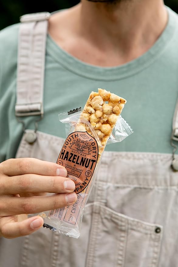 South 40 Snacks Crunchy Hazelnut Bar, Just 4 Ingredients, Touch of Honey (40g Bar, Pack of 12)