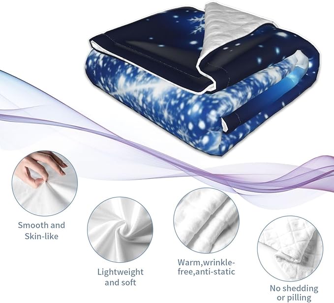 Baby Blanket Merry Christmas Blue Tree for Boy Girl Newborn 30x40 Inch Toddler Infant Nursery Throw Blankets Double Layer Comfy Soft Plush Stroller Crib Quilt