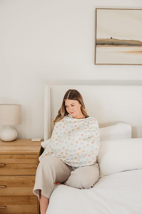 Copper Pearl Multi-Use Cover: Car Seat Covers, Nursing Cover, and Stroller Cover for Sun - Stretchy Fabric, All-Season Use, Stylish Designs, Easy Access for Moms - Daisy