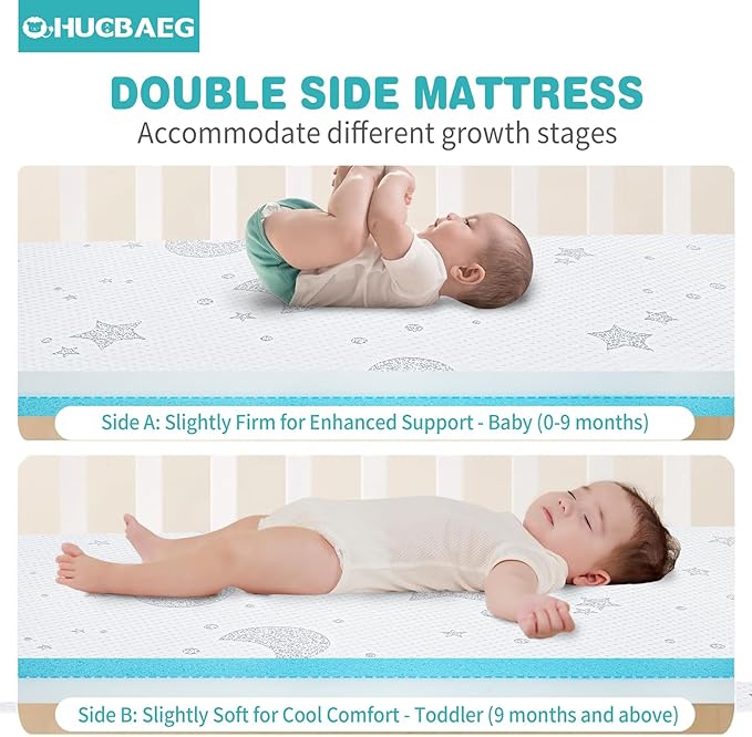 Pack and Play Mattress, 38x26 Pack N Play Mattresses Pad with Breathable Jacquard Cover, Portable Dual-Sided Soft & Firm Memory Foam Baby Mattress for Pack n Play Playpen