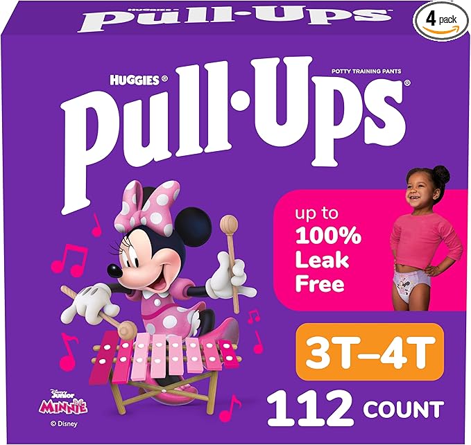 Pull-Ups Girls' Potty Training Pants, Size 3T-4T Training Underwear (32-40 lbs), 112 Count (4 Packs of 28)