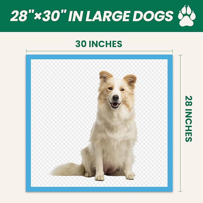 100 Count Large Dog & Cat Puppy Pee Pads - 28"x30" Absorbent Potty Training Pads | Leakproof Quick-Dry Disposable Pet Pads for Puppies, Dogs & Cats | Indoor, Outdoor, Litter Box, Housebreaking Use