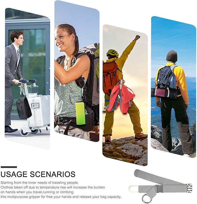 Elastic Jacket Gripper with D-Ring Hook and Buckle, ZINZ D-Ring Hook Baggage Suitcase Straps Belts Travel Accessories, Makes Your Hands Free